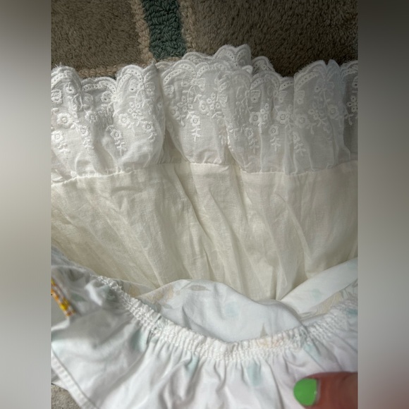 Girls Size 3T Serendipity Ruffle Dress, NWT, Yellow Roses/Blue Polka Dots - Picture 11 of 12